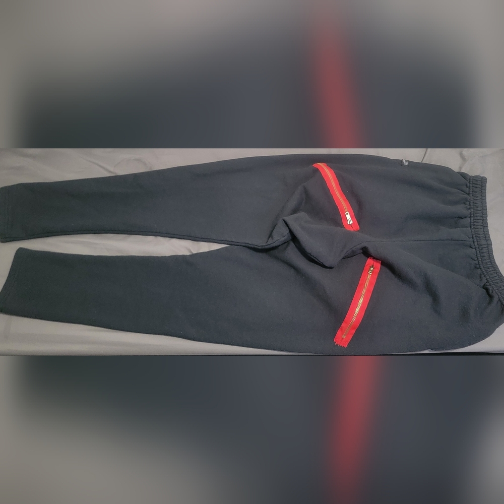 Chachimomma Fire Black Pants with Red Zipper Accents Size M